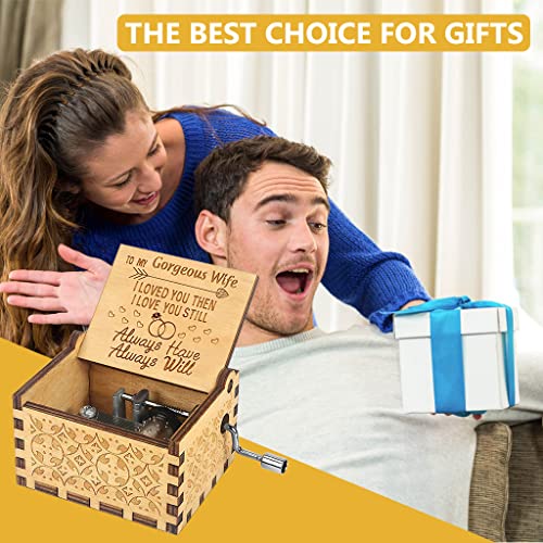 PATPAT® Music Box to My Gorgeous Wife Hand Crank Wooden Musical Boxes Antique Engraved Toys Gifts Anniversary Birthday Christmas Valentine's Day 2PCS PATPAT® Music Box to My Gorgeous Wife Hand Crank Wooden Musical Boxes Antique Engraved Toys Gifts Anniversary Birthday Christmas Valentine's Day 2PCS